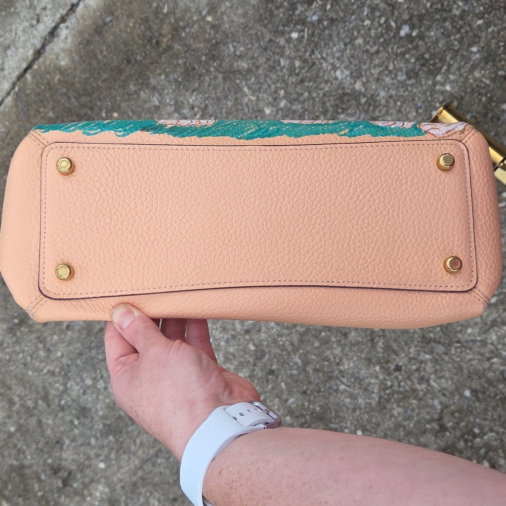 Handpainted Faded Blush Cat and Sunflower Women's Bag. Excellent Used Condition. - Picture 6 of 13
